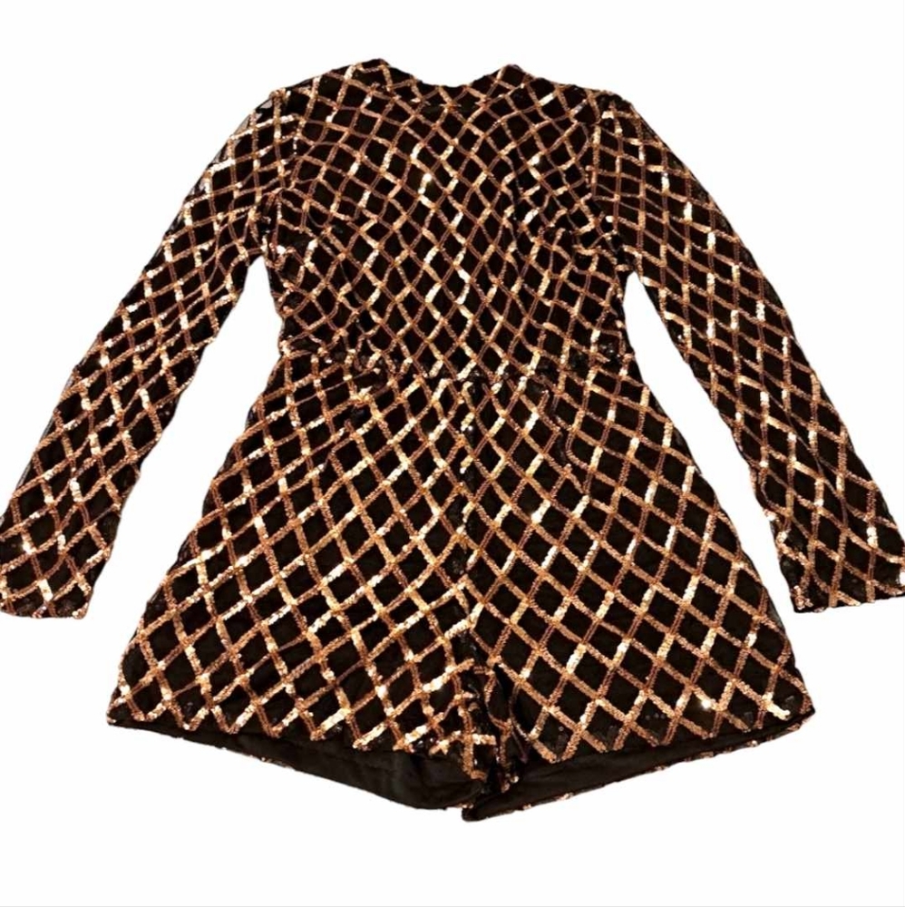 Xtaren Sequins black and gold romper